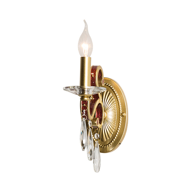 1 Light Metal Wall Lamp Country Style Gold Cone Bedroom Sconce Light Fixture with/without Shade