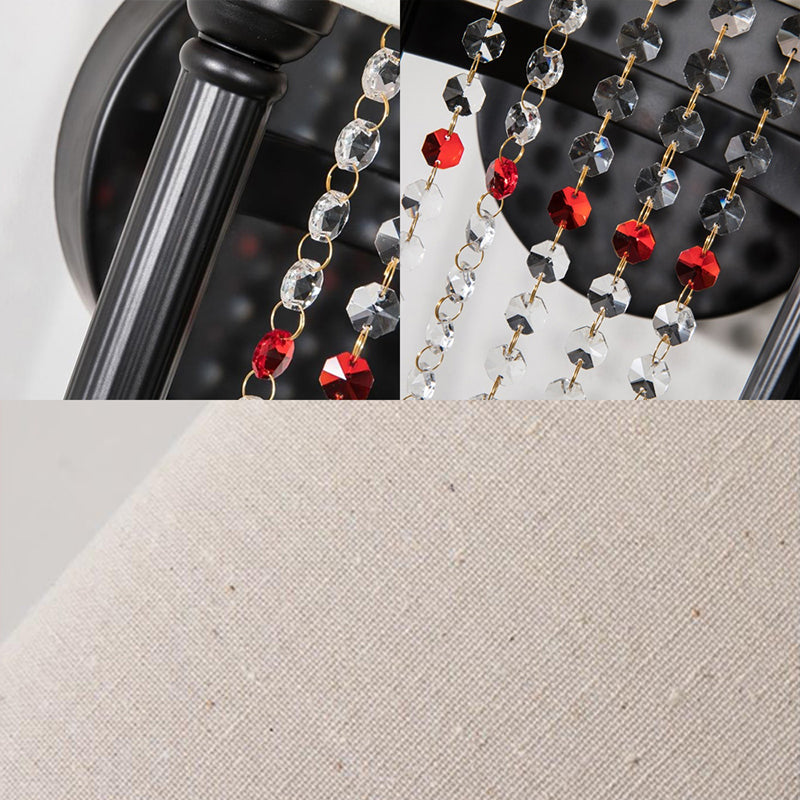 Tambour-métal éclairage d'éclairage de salon rustique à 2 légers lampe murale avec de l'ombre en tissu