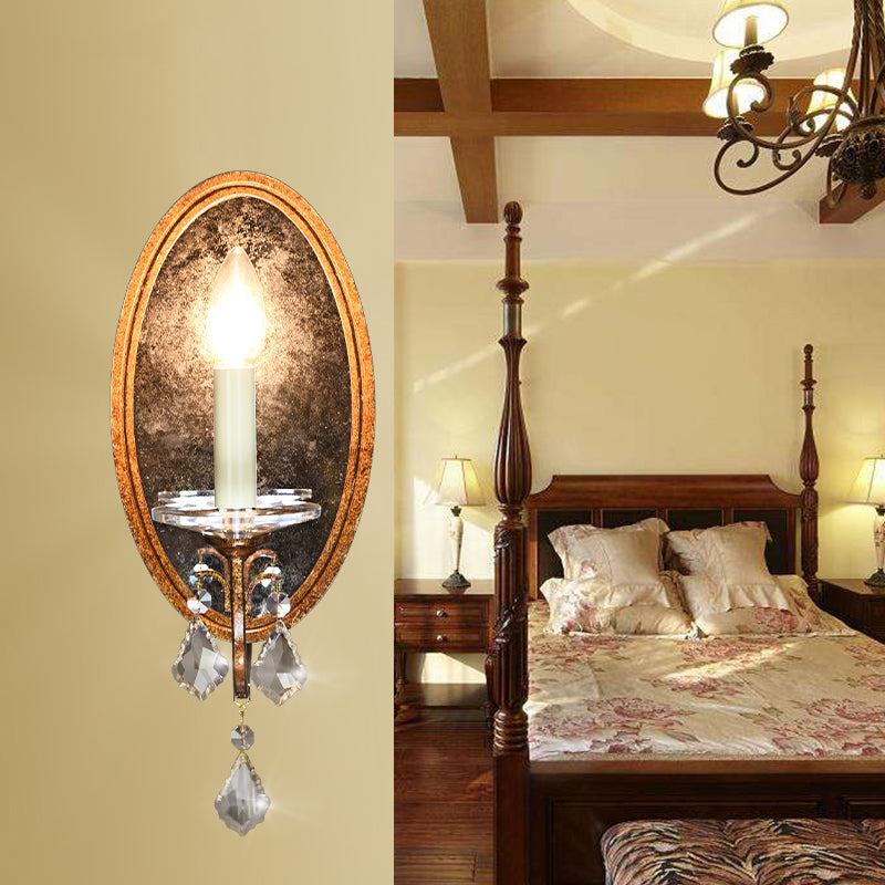 1 Light Open Bulb Wall Lamp Country Antique Brass Metal Sconce Light Fixture for Bedroom