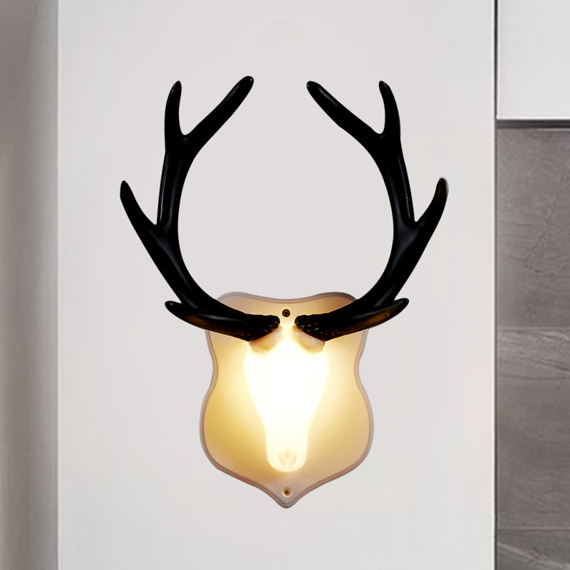 Résine White / Blue Approche luminaire de cerf LED Éclairage mural rustique en noir / blanc pour le salon