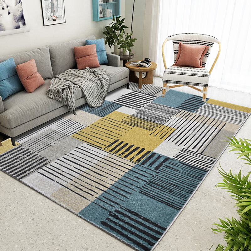 Comfort Living Room Rug Multi Colored Stripe Pattern Indoor Rug Polypropylene Pet Friendly Easy Care Area Carpet