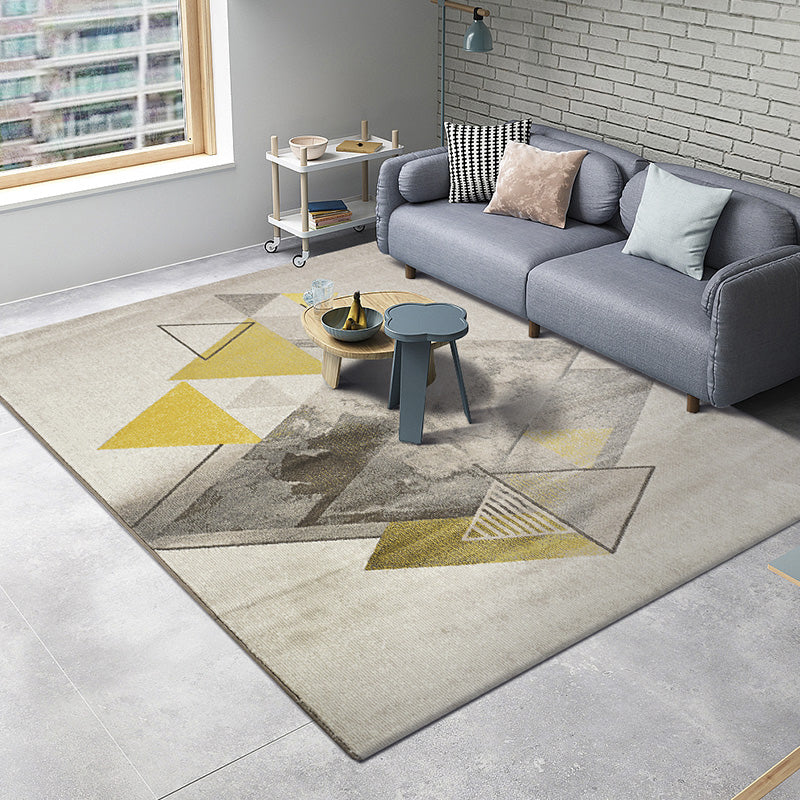 Multi Colored Nordic Rug Polyster Geometric Pattern Indoor Rug Pet Friendly Anti-Slip Backing Area Carpet for Living Room