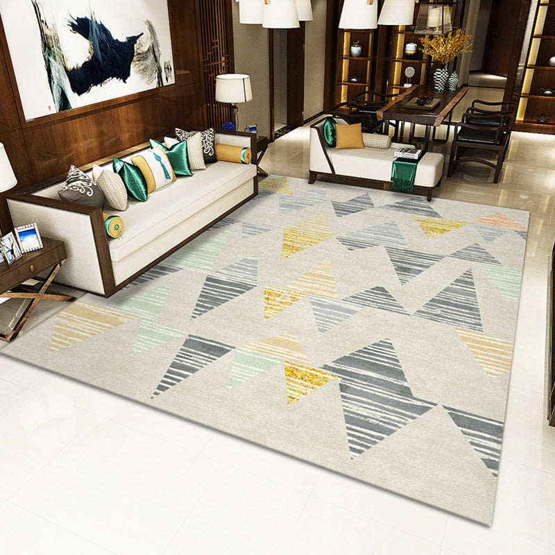 Scandinavian Living Room Rug Multi Colored Geometric Print Area Carpet Polyster Non-Slip Backing Easy Care Area Rug