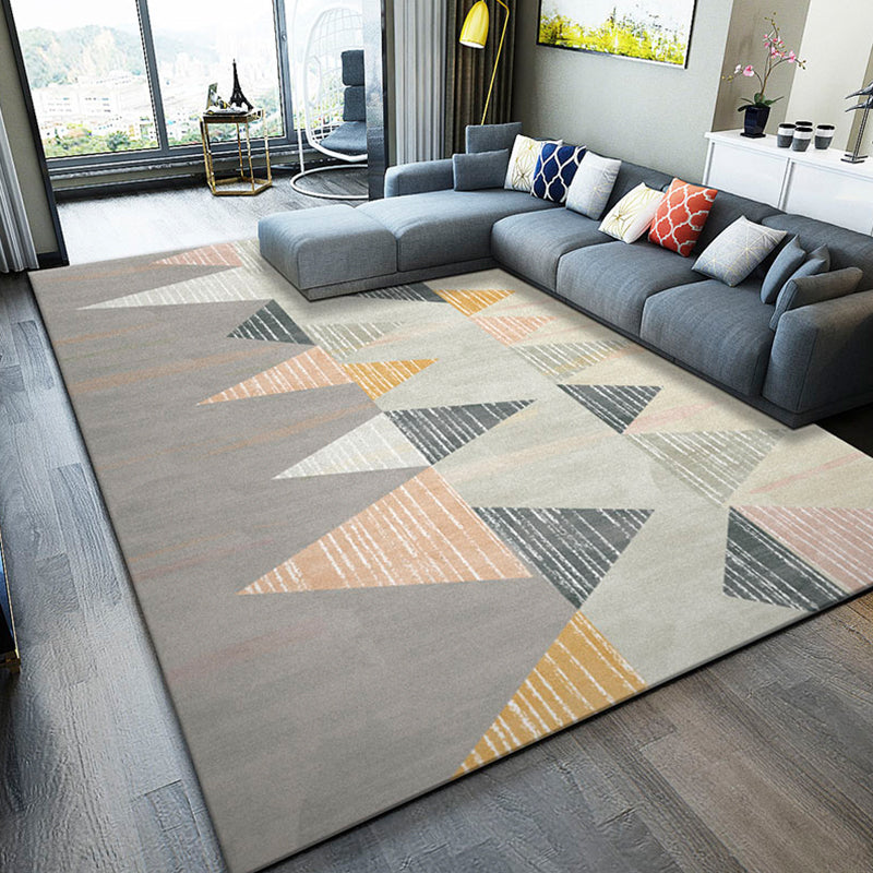 Natural Living Room Rug Multi Colored Geometric Print Indoor Rug Synthetics Non-Slip Backing Washable Area Carpet