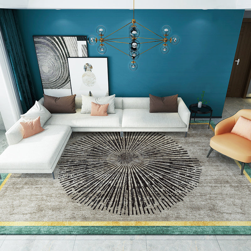 Natural Living Room Rug Multi Colored Geometric Print Indoor Rug Synthetics Non-Slip Backing Washable Area Carpet