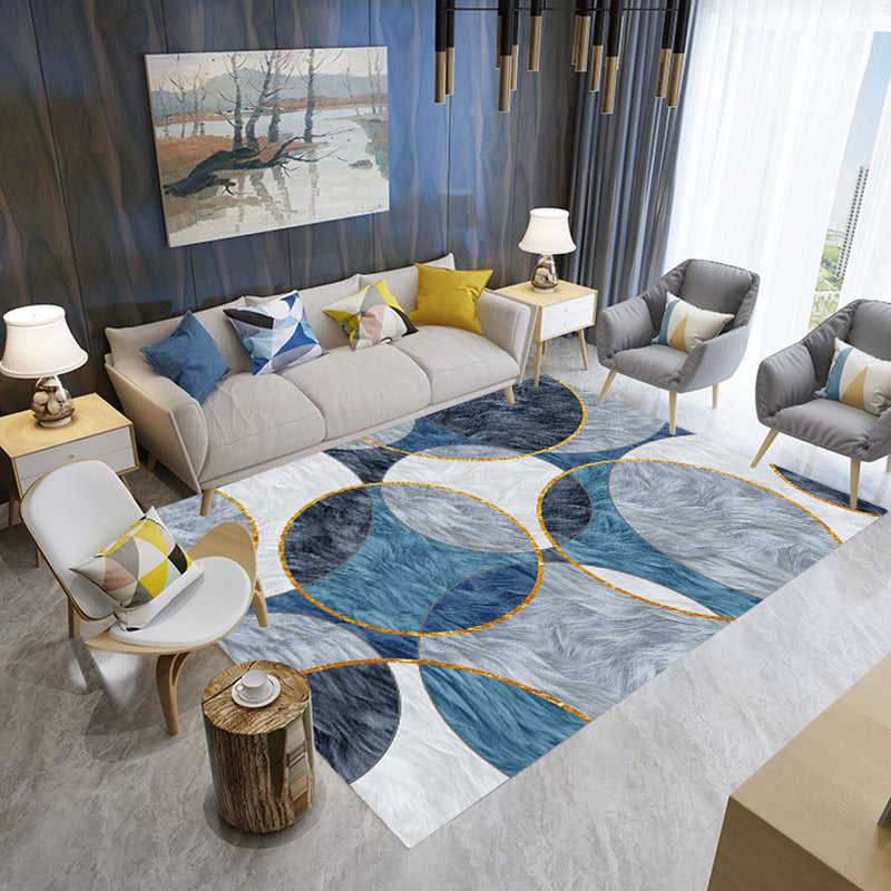 Natural Living Room Rug Multi Colored Geometric Print Indoor Rug Synthetics Non-Slip Backing Washable Area Carpet