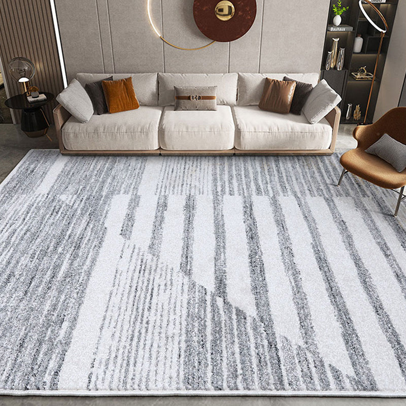 Modern Stripe Pattern Rug Multi Colored Polyster Indoor Rug Synthetics Anti-Slip Backing Pet Friendly Area Carpet for Parlor