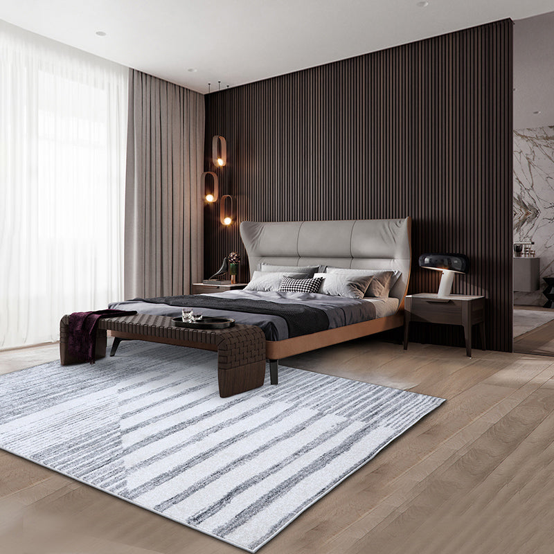 Modern Stripe Pattern Rug Multi Colored Polyster Indoor Rug Synthetics Anti-Slip Backing Pet Friendly Area Carpet for Parlor