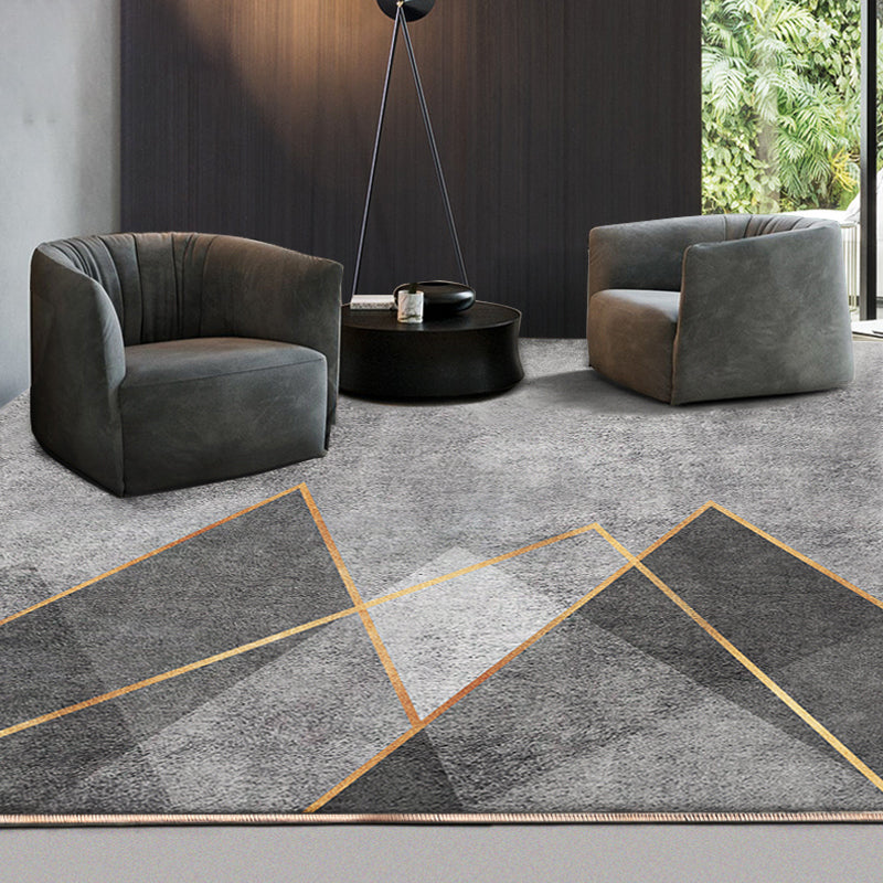 Calming Geometric Patterned Rug Multi Colored Synthetics Area Carpet Non-Slip Backing Easy Care Indoor Rug for Home