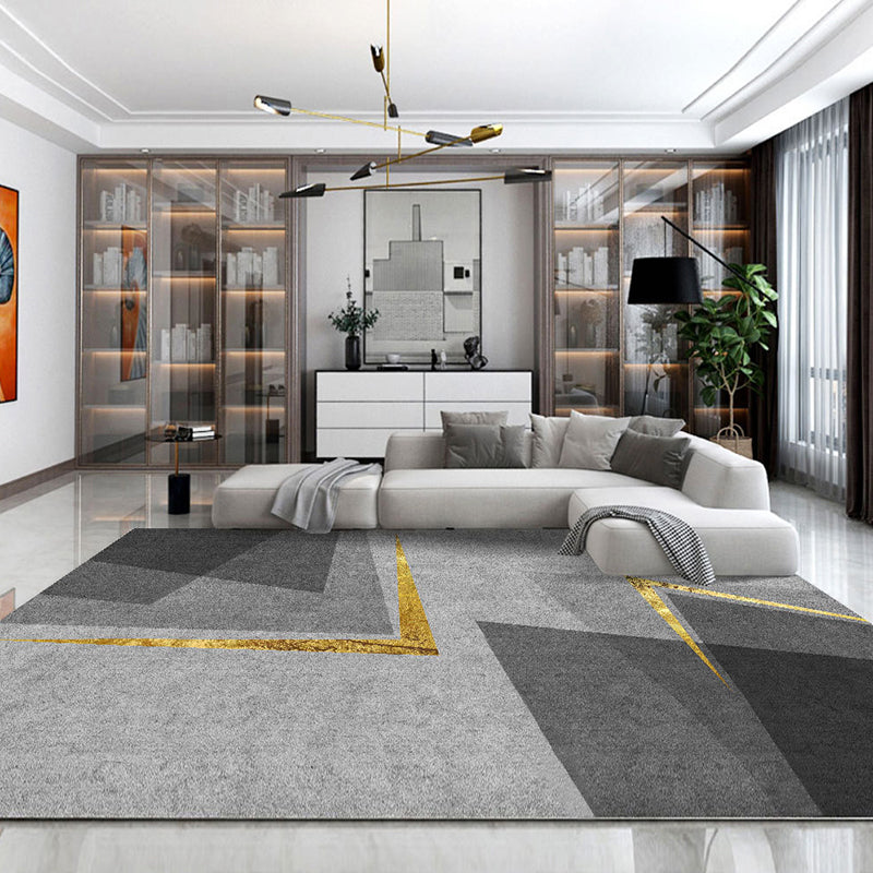 Calming Geometric Patterned Rug Multi Colored Synthetics Area Carpet Non-Slip Backing Easy Care Indoor Rug for Home