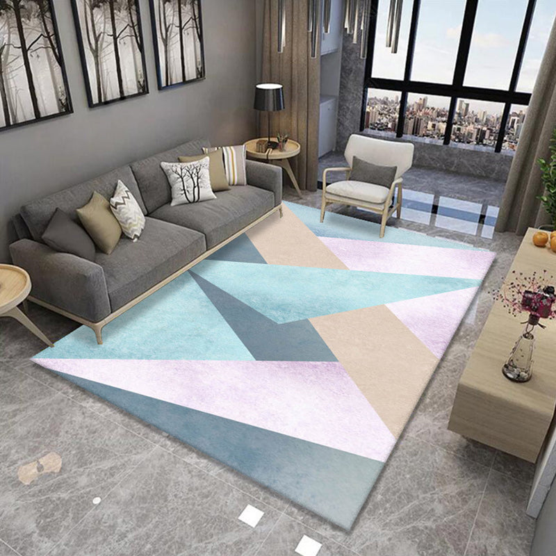 Multi Colored Novelty Rug Polypropylene Geometric Printed Area Carpet Non-Slip Backing Washable Rug for Parlor
