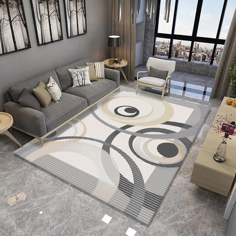 Multi Colored Novelty Rug Polypropylene Geometric Printed Area Carpet Non-Slip Backing Washable Rug for Parlor