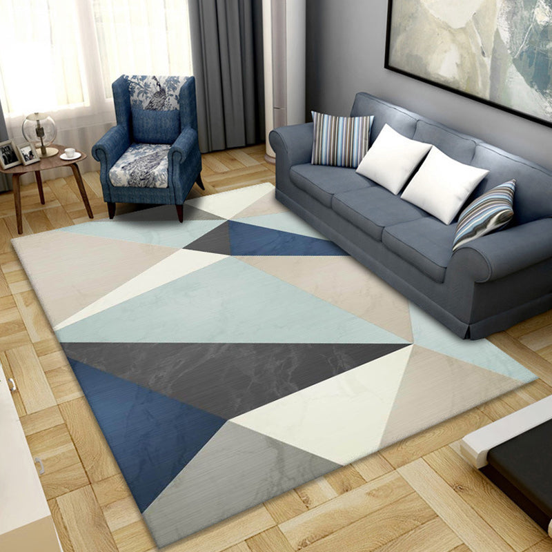 Multi Colored Novelty Rug Polypropylene Geometric Printed Area Carpet Non-Slip Backing Washable Rug for Parlor