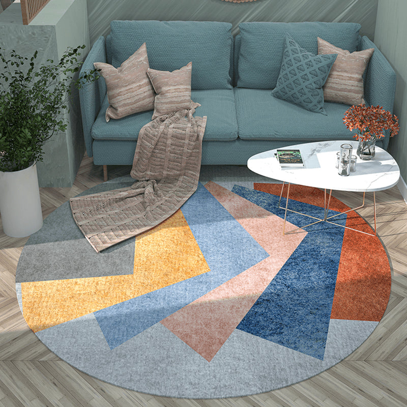 Natural Geometric Pattern Rug Multi Colored Polyster Area Carpet Non-Slip Backing Pet Friendly Indoor Rug for Parlor