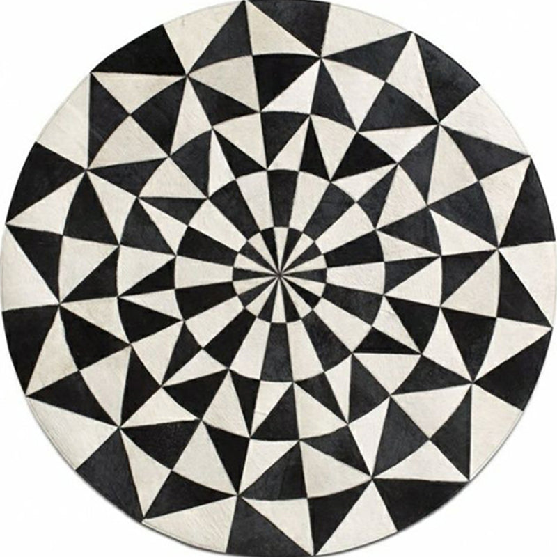 Mehrfarbiger nordischer Teppich aus Lammwolle mit geometrischem Druck für den Innenbereich, rutschfeste Unterseite, haustierfreundlicher Bereichsteppich zur Dekoration