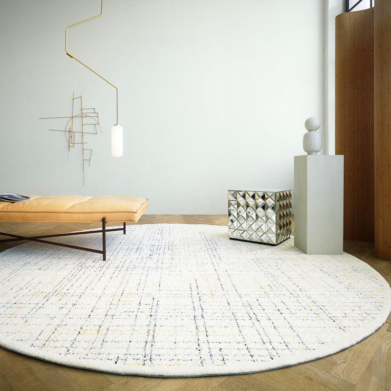 Nordic Decoration Rug Beige Plaid Printed Indoor Rug Polyster Non-Slip Backing Easy Care Area Carpet