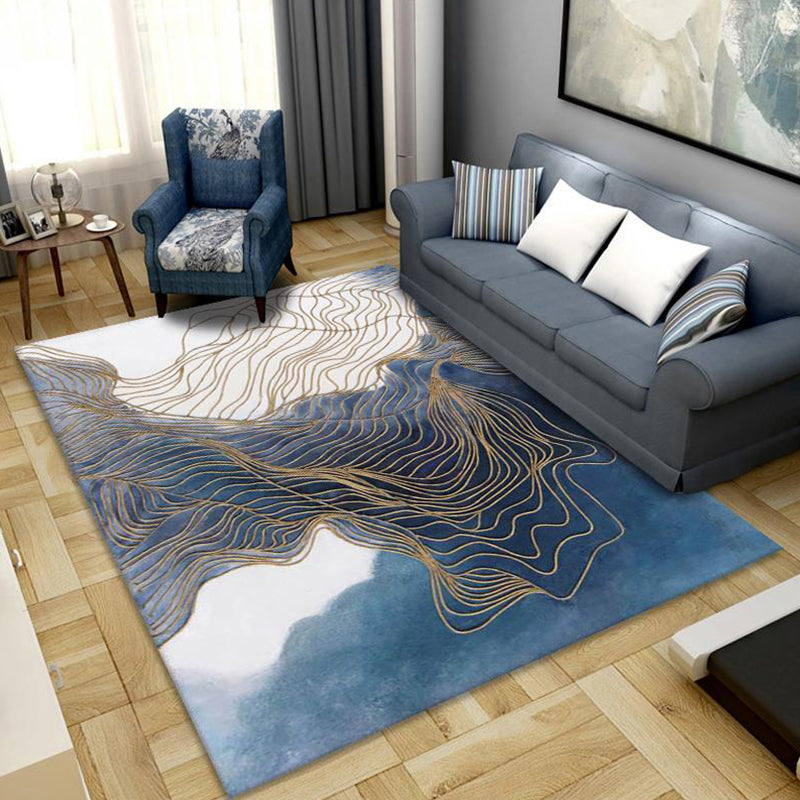 Multi-Color Living Room Rug Multi Colored Abstract Pattern Indoor Rug Polyster Pet Friendly Stain-Resistant Rug