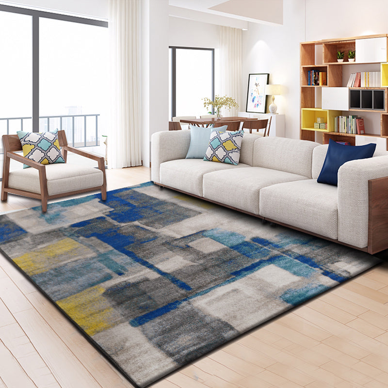Relaxing Abstract Rug Multi Colored Synthetics Indoor Rug Non-Slip Backing Pet Friendly Area Carpet for Living Room