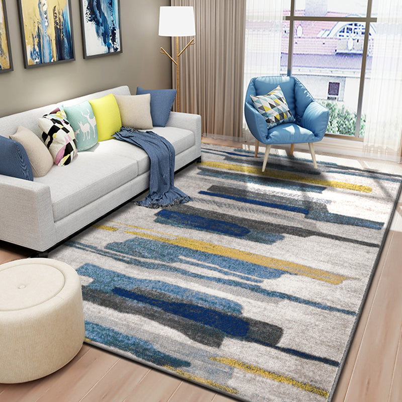 Relaxing Abstract Rug Multi Colored Synthetics Indoor Rug Non-Slip Backing Pet Friendly Area Carpet for Living Room