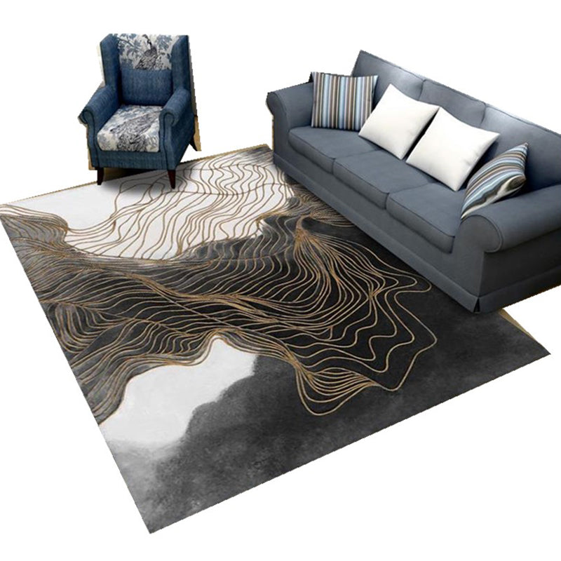 Funky Parlor Rug Multi-Colored Abstract Indoor Rug Polypropylene Easy Care Machine Washable Area Carpet