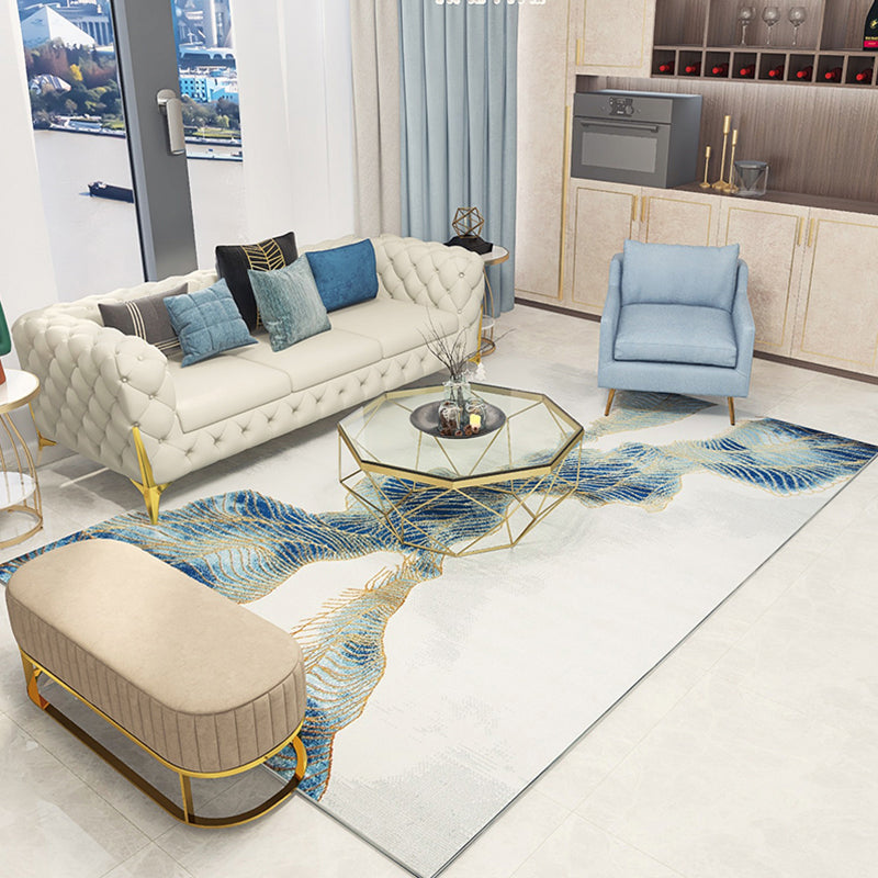 Modern Room Rug Multi Colored Abstract Pattern Rug Polypropylene Non-Slip Pet Friendly Carpet