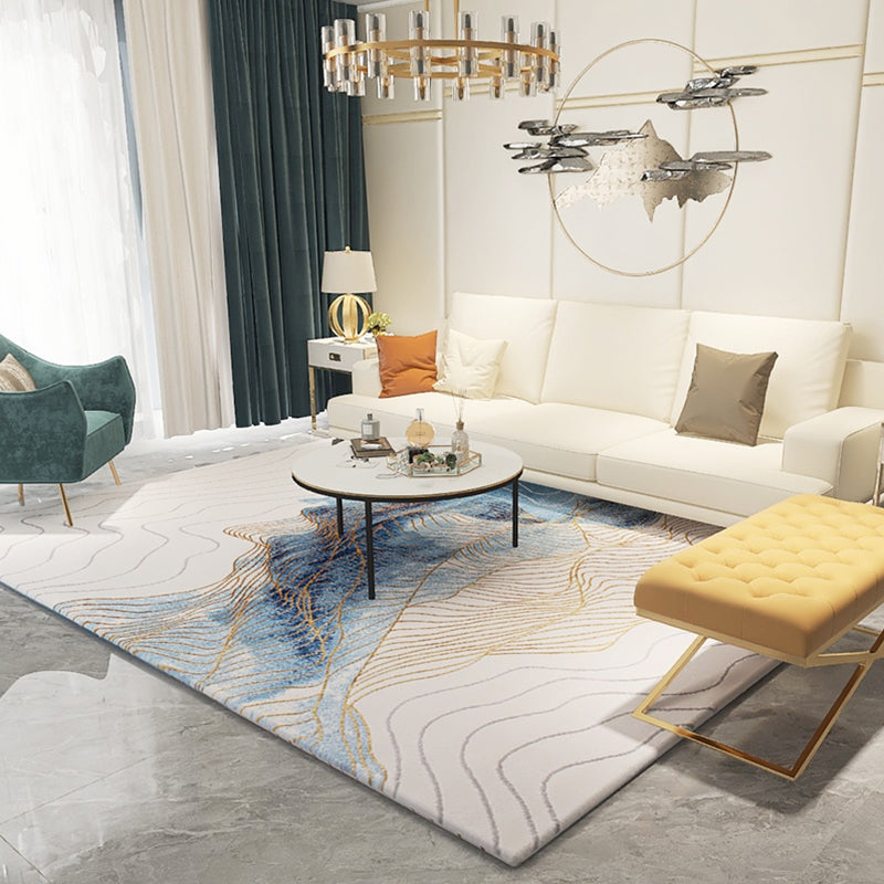 Modern Room Rug Multi Colored Abstract Pattern Rug Polypropylene Non-Slip Pet Friendly Carpet