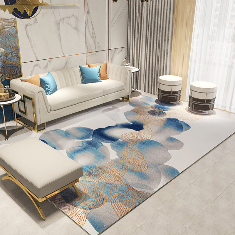 Modern Room Rug Multi Colored Abstract Pattern Rug Polypropylene Non-Slip Pet Friendly Carpet