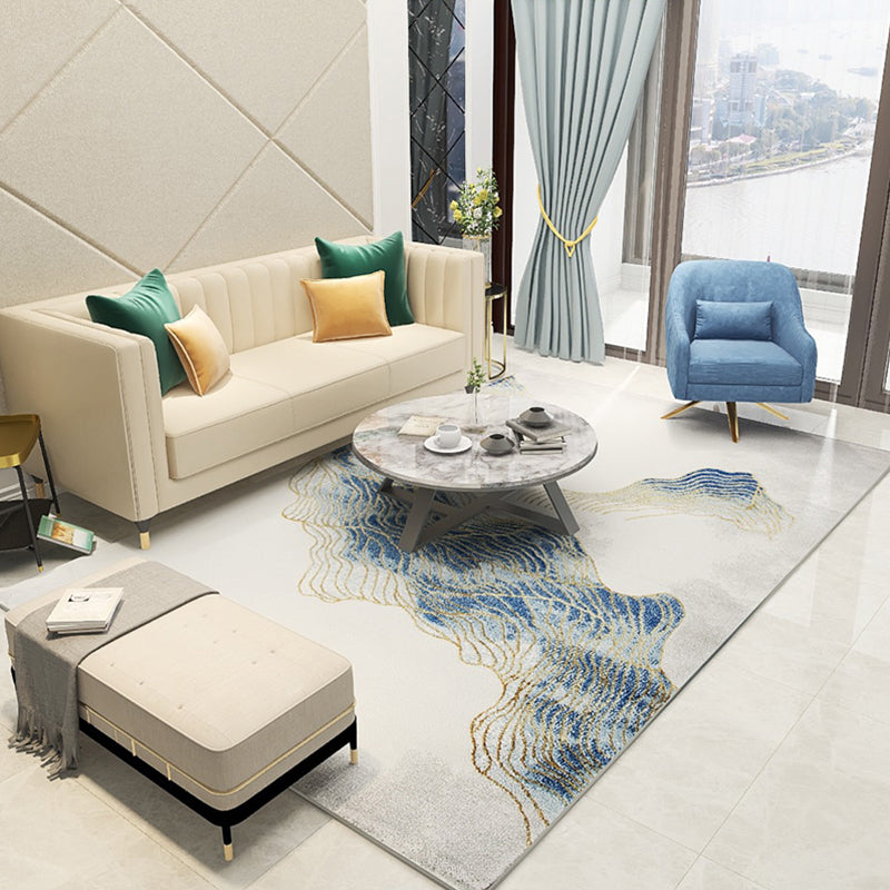 Modern Room Rug Multi Colored Abstract Pattern Rug Polypropylene Non-Slip Pet Friendly Carpet