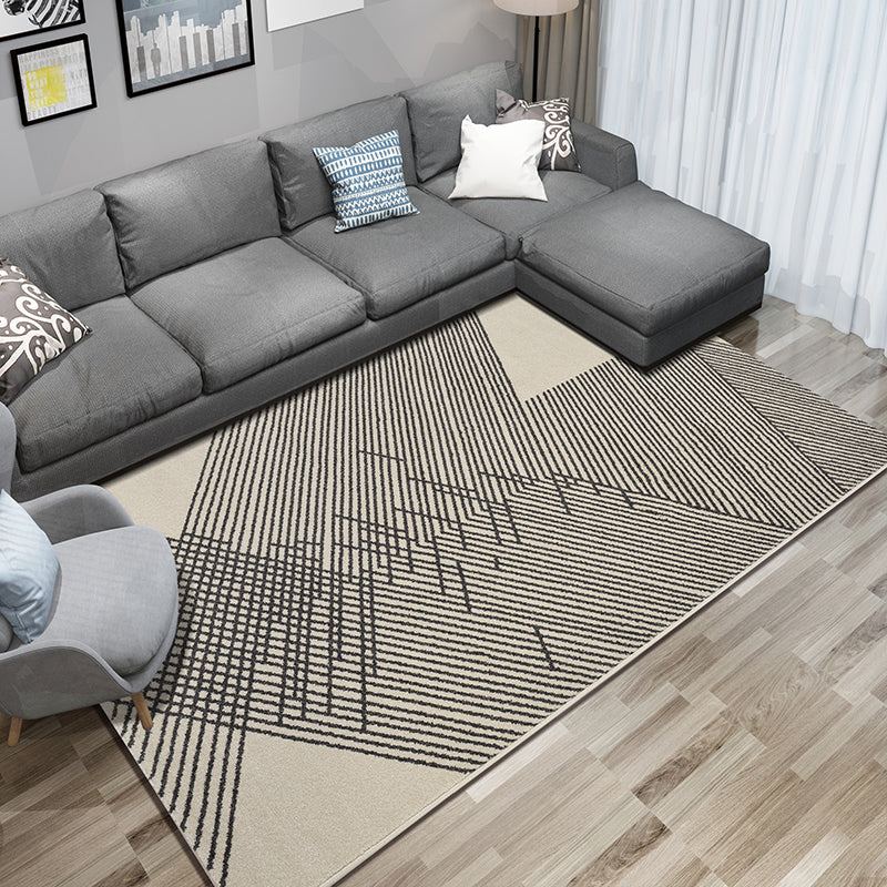Modern Living Room Rug Multi Colored Geometric Indoor Polyster Non-Slip Backing Easy Care Carpet