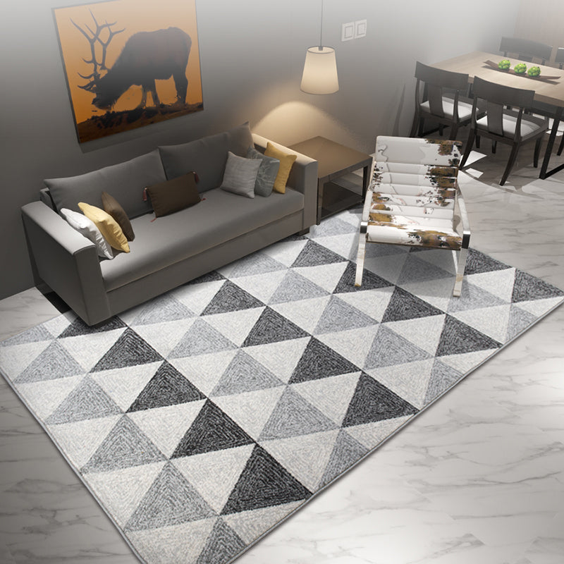 Modern Living Room Rug Multi Colored Geometric Indoor Polyster Non-Slip Backing Easy Care Carpet