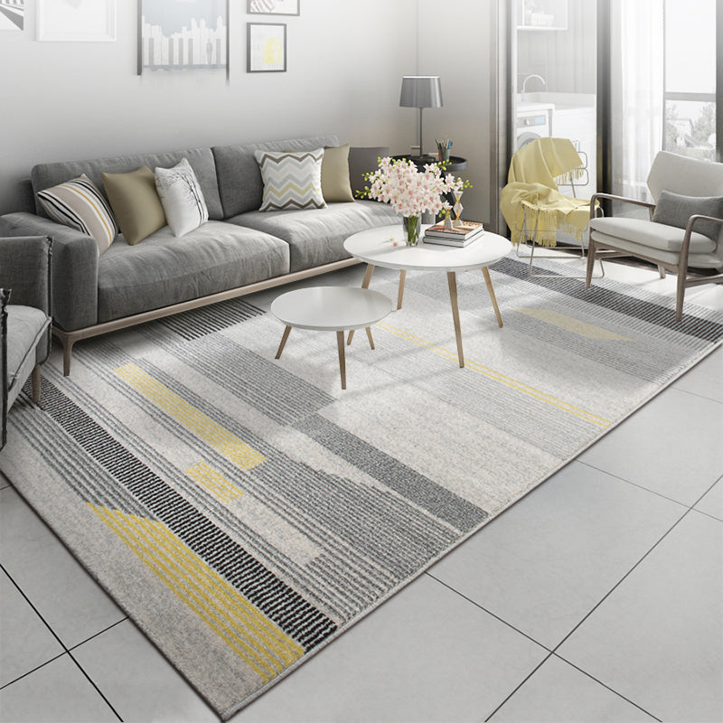 Modern Living Room Rug Multi Colored Geometric Indoor Polyster Non-Slip Backing Easy Care Carpet