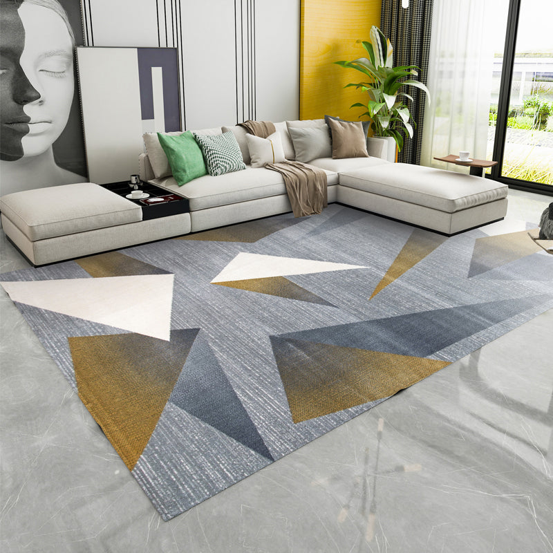 Modern Geometric Pattern Rug Multi Colored Polypropylene Indoor Rug Non-Slip Backing Pet Friendly Carpet for Bedroom
