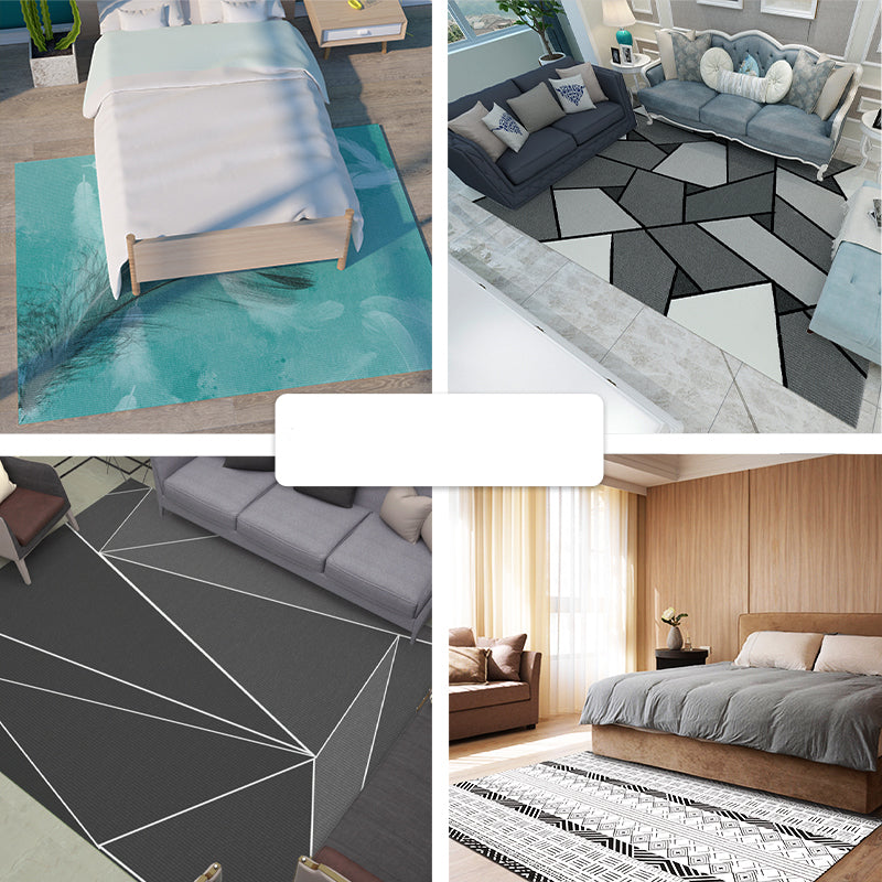 Simple Multi Colored Geo Rug Polypropylene Modern Area Carpet Non-Slip Backing Washable Indoor Rug for Living Room