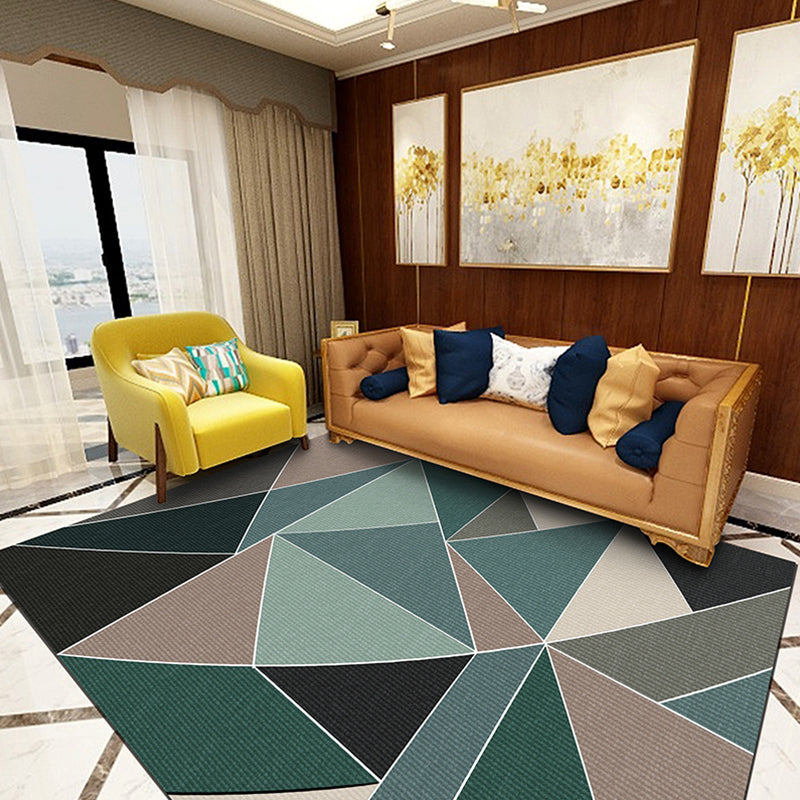 Simple Multi Colored Geo Rug Polypropylene Modern Area Carpet Non-Slip Backing Washable Indoor Rug for Living Room