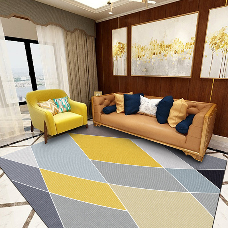 Simple Multi Colored Geo Rug Polypropylene Modern Area Carpet Non-Slip Backing Washable Indoor Rug for Living Room