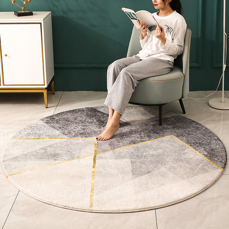 Simple Bedroom Rug Multi Colored Geometric Print Area Rug Synthetics Anti-Slip Backing Easy Care Washable Carpet