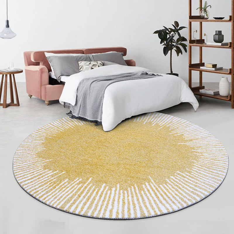 Yellow Contemporary Rug Polypropylene Abstract Printed Area Rug Anti-Slip Backing Washable Area Carpet for Bedroom