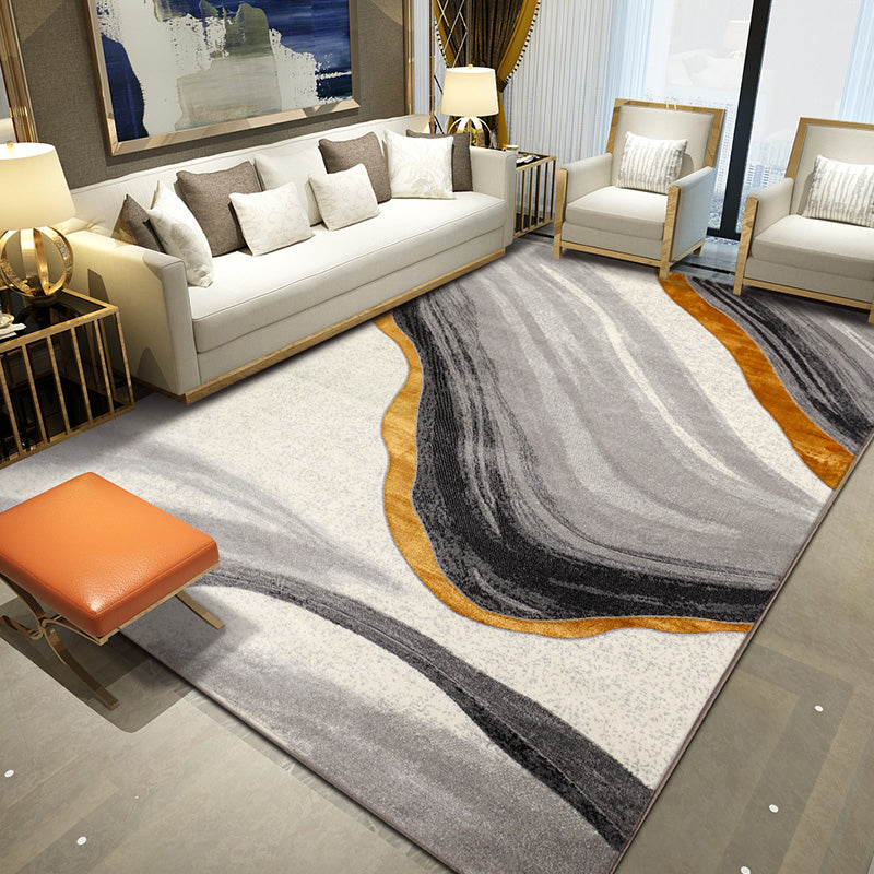 Nordic Bedroom Rug Multi Colored Abstract Pattern Area Carpet Polypropylene Easy Care Washable Rug