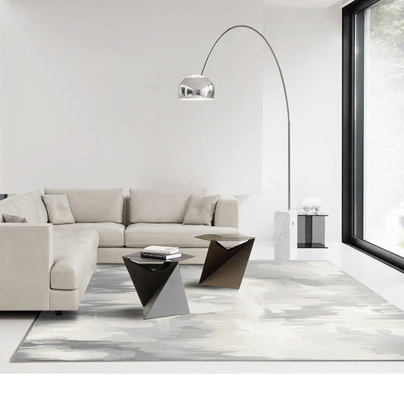 Modern Living Room Rug Multi Colored Abstact Print Indoor Rug Cotton Blend Easy Care Pet Friendly Area Carpet