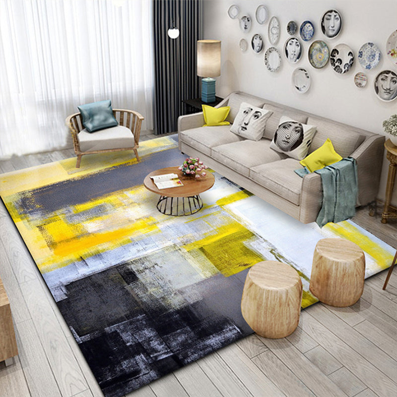 Formeel abstract bedrukt vloerkleed Multi-gekleurde katoenmix Binnentapijt Gemakkelijk te onderhouden Wasbaar vloerkleed voor decoratie