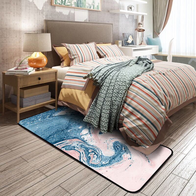 Multi-Colored Modern Rug Polyster Abstract Printed Indoor Rug Non-Slip Backing Pet Friendly Carpet for Bedroom