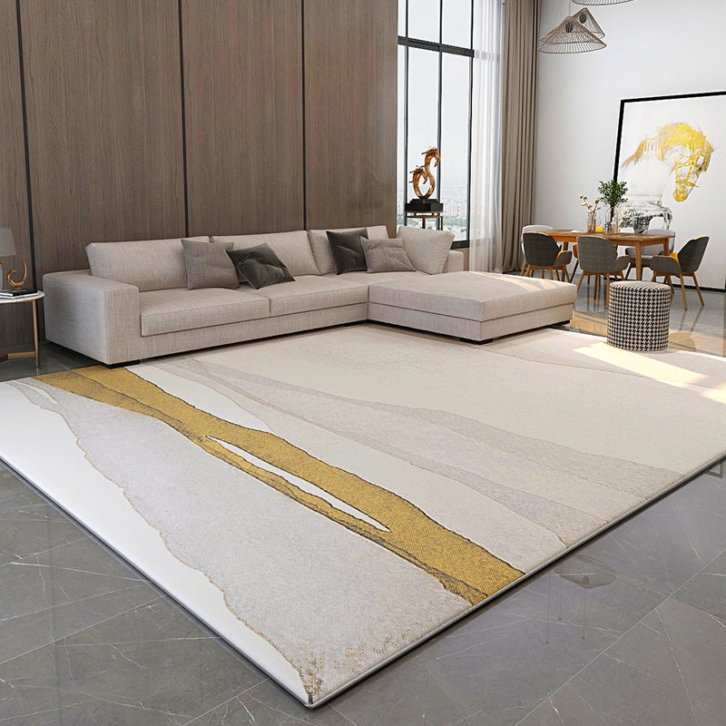 Modern Living Room Rug Multi Color Abstract Printed Area Carpet Cotton Blend Easy Care Stain-Resistant Rug