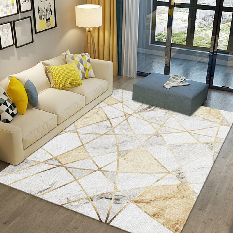Modern Living Room Rug Multi Colored Geometric Area Rug Cotton Blend Pet Friendly Easy Care Carpet