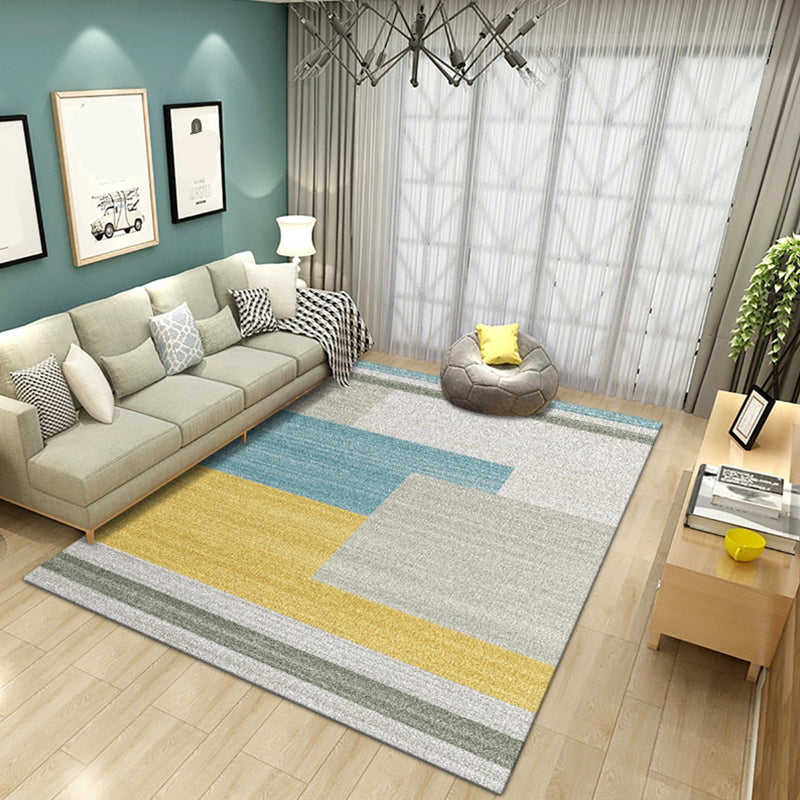 Modern Living Room Rug Multi Colored Geometric Area Rug Cotton Blend Pet Friendly Easy Care Carpet