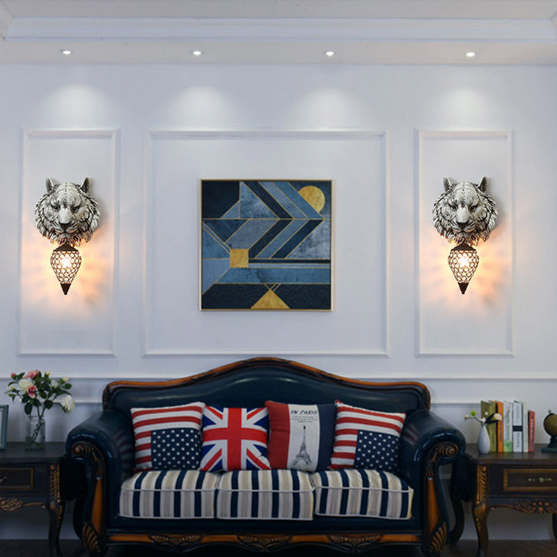 Corridor Tiger Corridor Light Aymat Rustic Rustic 1 Grey Gris Gray Lampe avec une teinte cristalline de larme