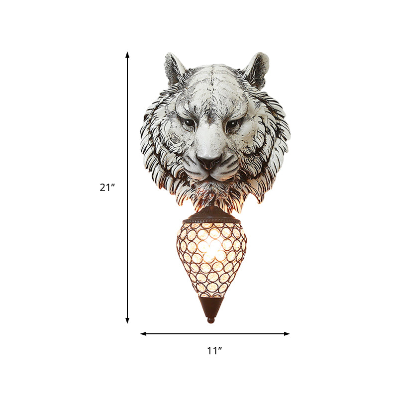 Corridor Tiger Corridor Light Aymat Rustic Rustic 1 Grey Gris Gray Lampe avec une teinte cristalline de larme
