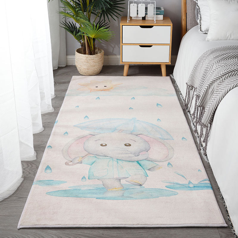 Multi Colored Relaxing Rug Polypropylene Cartoon Print Area Rug Non-Slip Backing Pet Friendly Washable Carpet for Room