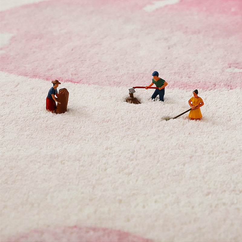 Multi Colored Relaxing Rug Polypropylene Cartoon Print Area Rug Non-Slip Backing Pet Friendly Washable Carpet for Room