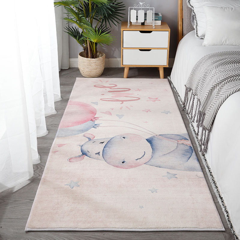 Multi Colored Relaxing Rug Polypropylene Cartoon Print Area Rug Non-Slip Backing Pet Friendly Washable Carpet for Room