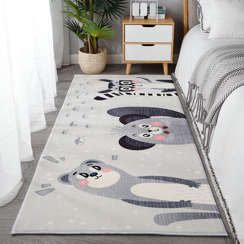 Multi Colored Relaxing Rug Polypropylene Cartoon Print Area Rug Non-Slip Backing Pet Friendly Washable Carpet for Room